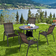 Costway - Set of 6 Outdoor PE Wicker Stackable Chairs with Sturdy Steel Frame-Brown