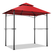Costway - 8 x 5 Feet Outdoor Barbecue Grill Gazebo Canopy Tent BBQ Shelter-Wine