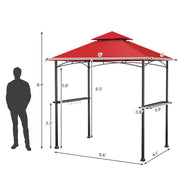 Costway - 8 x 5 Feet Outdoor Barbecue Grill Gazebo Canopy Tent BBQ Shelter-Wine