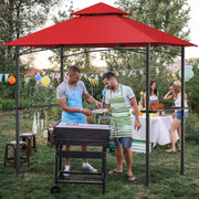 Costway - 8 x 5 Feet Outdoor Barbecue Grill Gazebo Canopy Tent BBQ Shelter-Wine