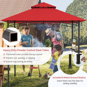 Costway - 8 x 5 Feet Outdoor Barbecue Grill Gazebo Canopy Tent BBQ Shelter-Wine