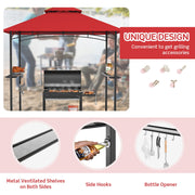 Costway - 8 x 5 Feet Outdoor Barbecue Grill Gazebo Canopy Tent BBQ Shelter-Wine