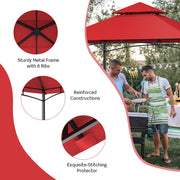 Costway - 8 x 5 Feet Outdoor Barbecue Grill Gazebo Canopy Tent BBQ Shelter-Wine