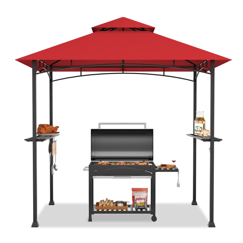 Costway - 8 x 5 Feet Outdoor Barbecue Grill Gazebo Canopy Tent BBQ Shelter-Wine