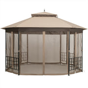 Costway - 10’x 12’ Octagonal Patio Gazebo-Brown