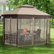 Costway - 10’x 12’ Octagonal Patio Gazebo-Brown