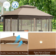 Costway - 10’x 12’ Octagonal Patio Gazebo-Brown