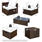 Costway - 8 Pieces Patio Space-Saving Rattan Furniture Set with Storage Box and Waterproof Cover-Black