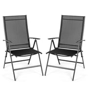 Costway - Set of 2 Adjustable Portable Patio Folding Dining Chair Recliners-Black