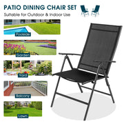 Costway - Set of 2 Adjustable Portable Patio Folding Dining Chair Recliners-Black