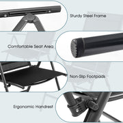 Costway - Set of 2 Adjustable Portable Patio Folding Dining Chair Recliners-Black