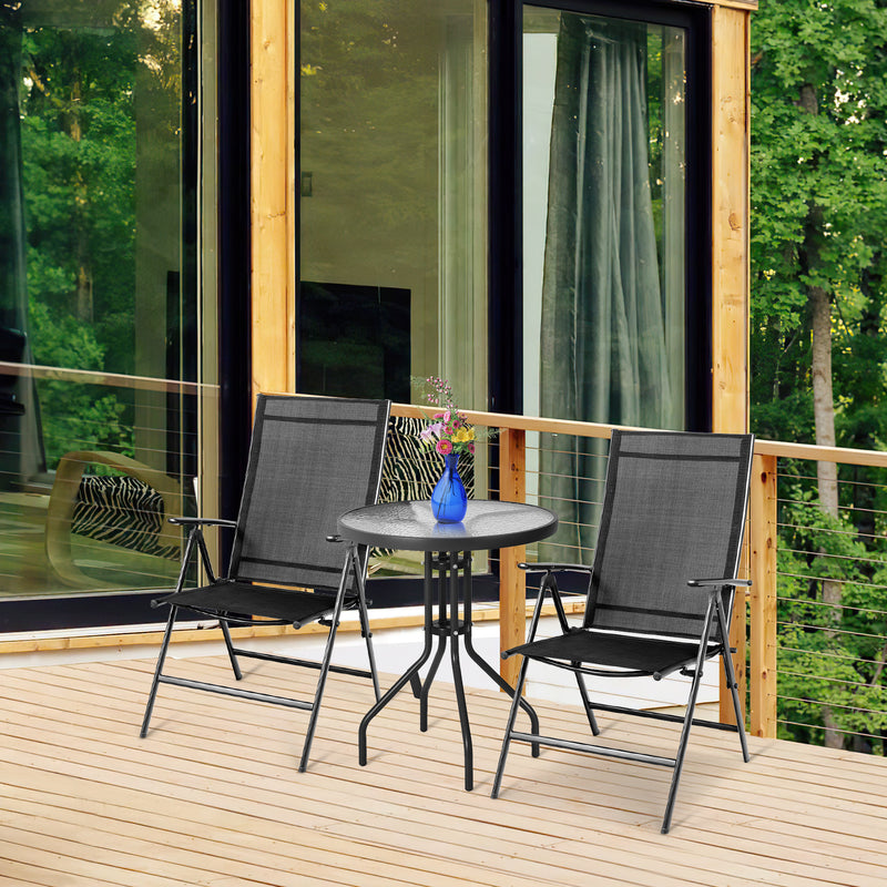 Costway - Set of 2 Adjustable Portable Patio Folding Dining Chair Recliners-Black
