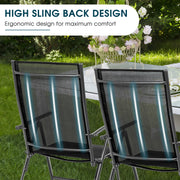 Costway - Set of 2 Adjustable Portable Patio Folding Dining Chair Recliners-Black
