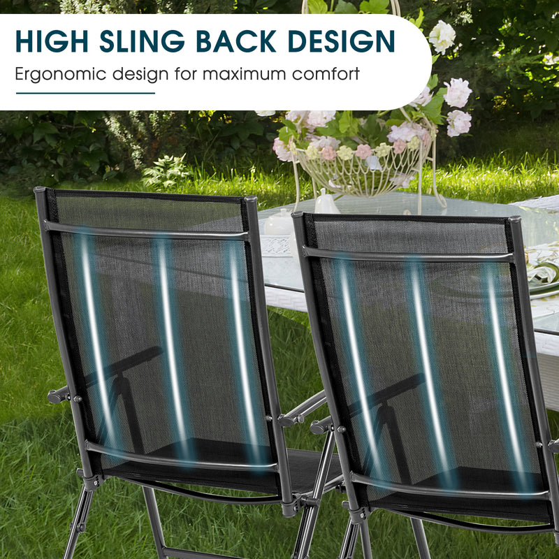 Costway - Set of 2 Adjustable Portable Patio Folding Dining Chair Recliners-Black