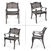 Costway - 2-Piece Outdoor Cast Aluminum Chairs with Armrests and Curved Seats-Copper