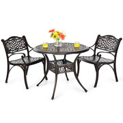 Costway - 2-Piece Outdoor Cast Aluminum Chairs with Armrests and Curved Seats-Copper