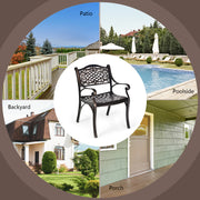 Costway - 2-Piece Outdoor Cast Aluminum Chairs with Armrests and Curved Seats-Copper