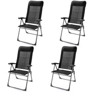 Costway - 2 Pieces Portable Patio Folding Dining Chairs with Headrest Adjust for Camping -Black