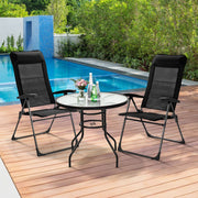 Costway - 2 Pieces Portable Patio Folding Dining Chairs with Headrest Adjust for Camping -Black