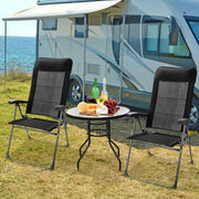 Costway - 2 Pieces Portable Patio Folding Dining Chairs with Headrest Adjust for Camping -Black