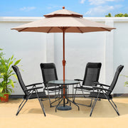 Costway - 2 Pieces Portable Patio Folding Dining Chairs with Headrest Adjust for Camping -Black