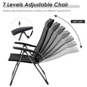 Costway - 2 Pieces Portable Patio Folding Dining Chairs with Headrest Adjust for Camping -Black