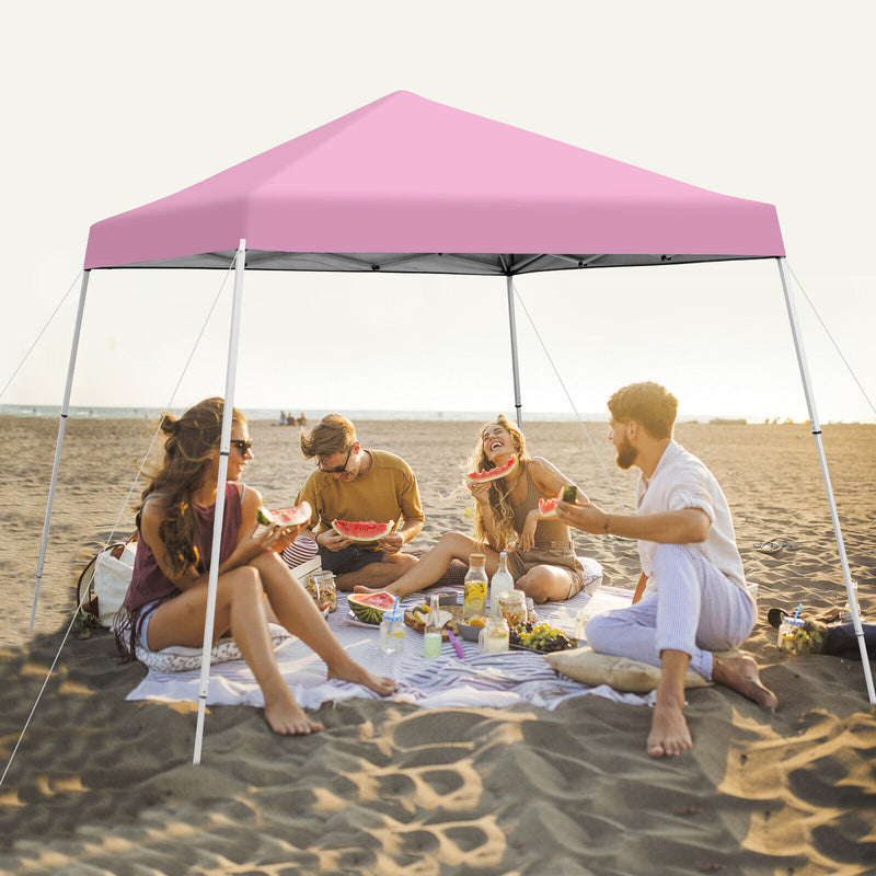 Costway - 10 x 10 Feet Outdoor Instant Pop-up Canopy with Carrying Bag-Pink