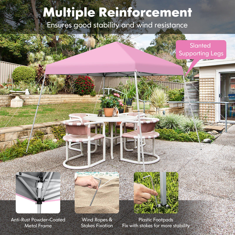 Costway - 10 x 10 Feet Outdoor Instant Pop-up Canopy with Carrying Bag-Pink