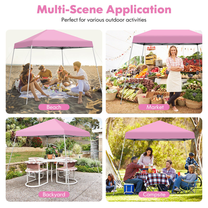 Costway - 10 x 10 Feet Outdoor Instant Pop-up Canopy with Carrying Bag-Pink