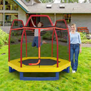 Costway - 7 Feet Kids Recreational Bounce Jumper Trampoline-Red