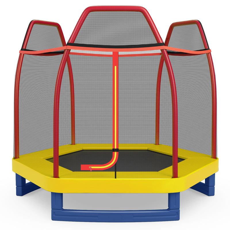 Costway - 7 Feet Kids Recreational Bounce Jumper Trampoline-Red