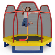 Costway - 7 Feet Kids Recreational Bounce Jumper Trampoline-Red