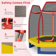 Costway - 7 Feet Kids Recreational Bounce Jumper Trampoline-Red