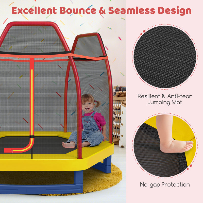 Costway - 7 Feet Kids Recreational Bounce Jumper Trampoline-Red