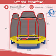 Costway - 7 Feet Kids Recreational Bounce Jumper Trampoline-Red