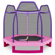 Costway - 7 Feet Kids Recreational Bounce Jumper Trampoline-Pink