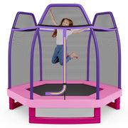 Costway - 7 Feet Kids Recreational Bounce Jumper Trampoline-Pink