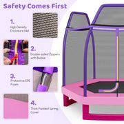 Costway - 7 Feet Kids Recreational Bounce Jumper Trampoline-Pink