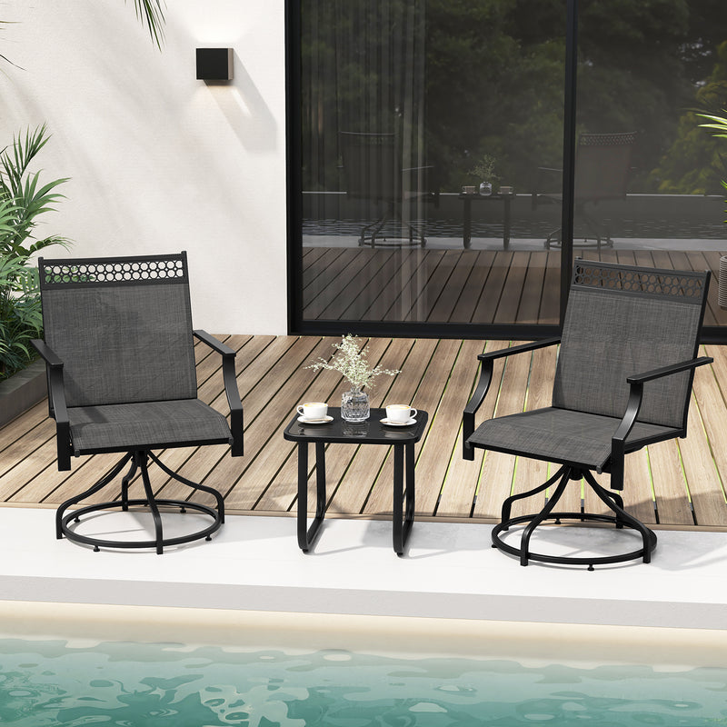 Costway - Patio Swivel Dining Chairs Set of 2 with Heavy-duty Metal Frame and Armrests-Gray