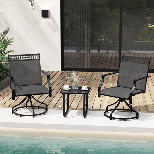 Costway - Patio Swivel Dining Chairs Set of 2 with Heavy-duty Metal Frame and Armrests-Gray
