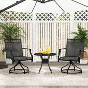 Costway - Patio Swivel Dining Chairs Set of 2 with Heavy-duty Metal Frame and Armrests-Gray