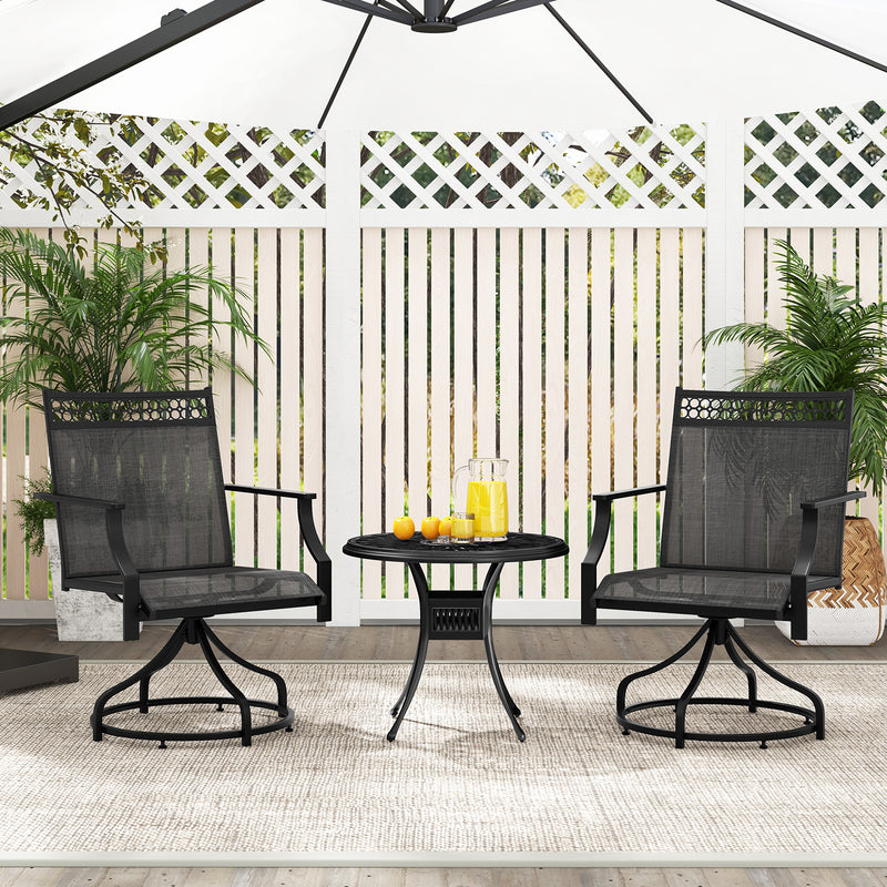 Costway - Patio Swivel Dining Chairs Set of 2 with Heavy-duty Metal Frame and Armrests-Gray