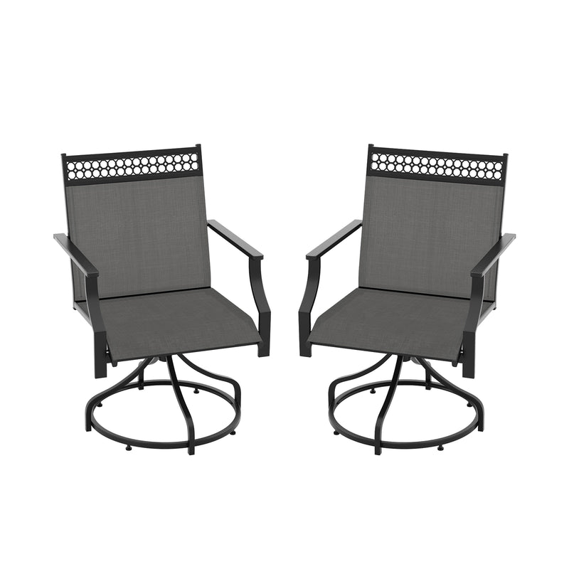 Costway - Patio Swivel Dining Chairs Set of 2 with Heavy-duty Metal Frame and Armrests-Gray