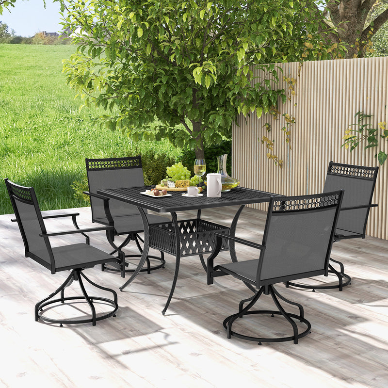 Costway - Patio Swivel Dining Chairs Set of 2 with Heavy-duty Metal Frame and Armrests-Gray