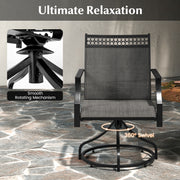 Costway - Patio Swivel Dining Chairs Set of 2 with Heavy-duty Metal Frame and Armrests-Gray