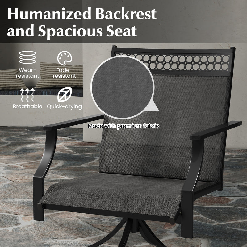 Costway - Patio Swivel Dining Chairs Set of 2 with Heavy-duty Metal Frame and Armrests-Gray