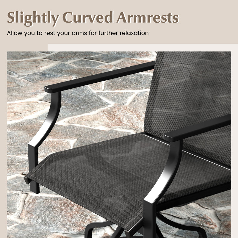 Costway - Patio Swivel Dining Chairs Set of 2 with Heavy-duty Metal Frame and Armrests-Gray