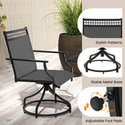 Costway - Patio Swivel Dining Chairs Set of 2 with Heavy-duty Metal Frame and Armrests-Gray