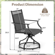 Costway - Patio Swivel Dining Chairs Set of 2 with Heavy-duty Metal Frame and Armrests-Gray