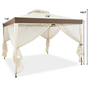 Costway - Canopy Gazebo Tent Shelter Garden Lawn Patio with Mosquito Netting-Beige